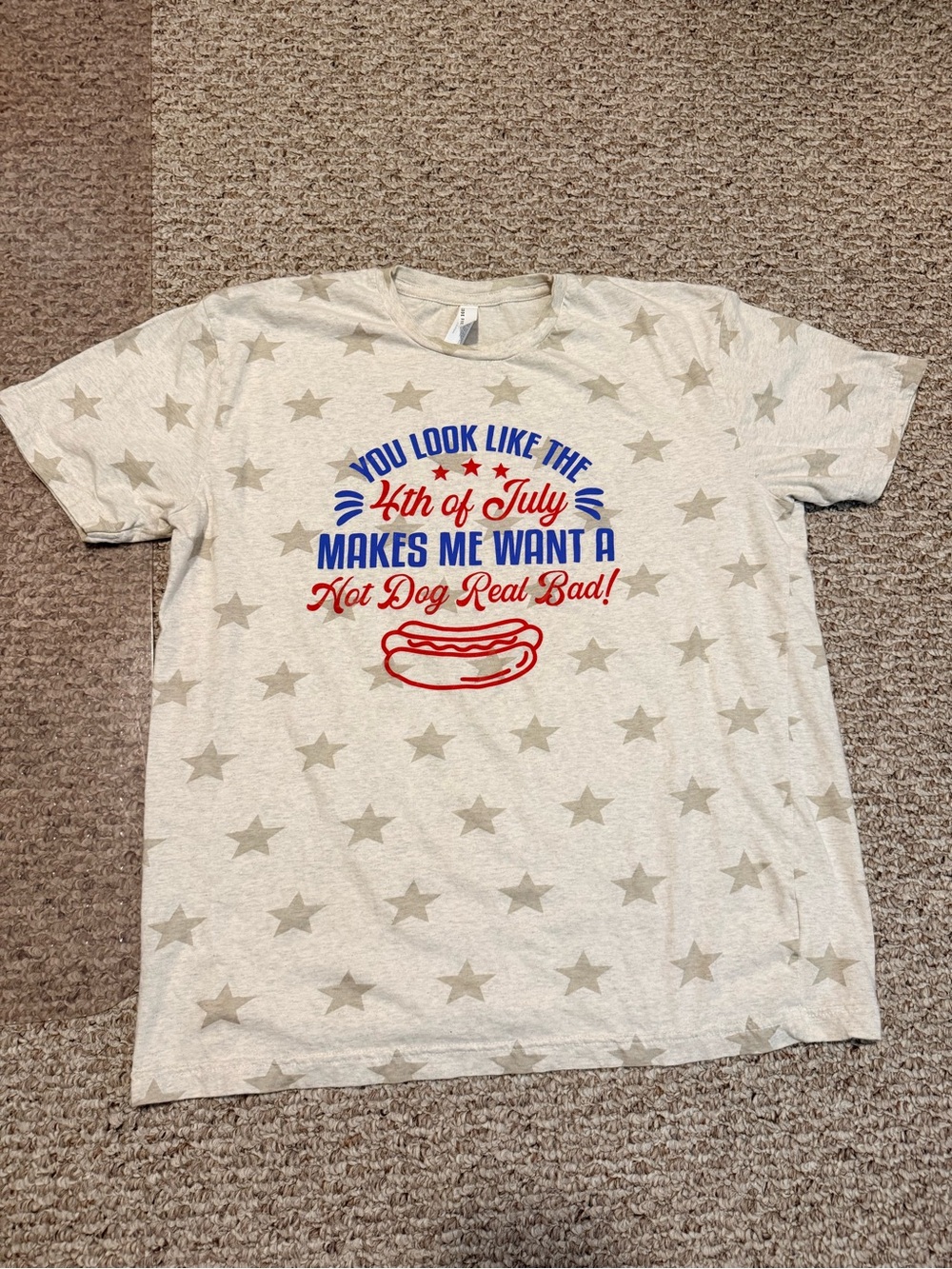 Adult 4th of July Graphic Star Tee - Red, Blue on Cream
